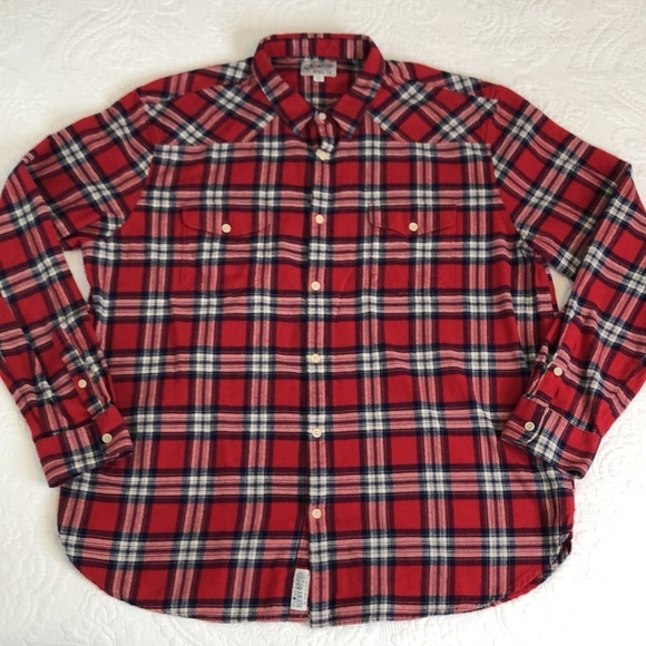 Lucky Brand Mens Red Plaid Flannel Button Up Outdoor Western Size XXL - Picture 6 of 11
